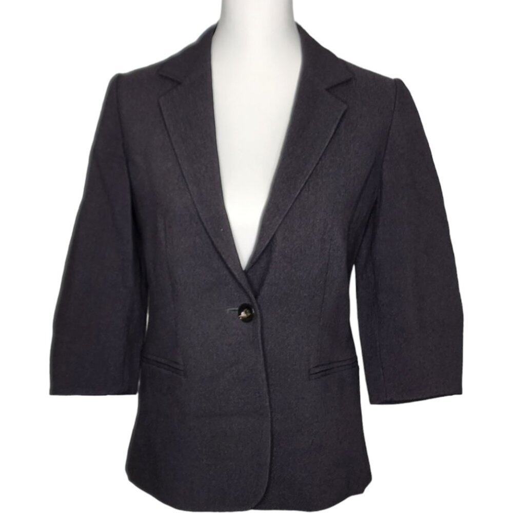 MaxMara Wool and Silk Blazer Dark Charcoal Gray Size 6‎